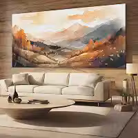 Quadro Decorativo para Sala Quarto Hall 100x70 Paisagem Abstrato Campo Horizontal Grande Decoração Parede Tela