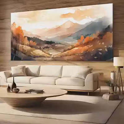 Quadro Decorativo para Sala Quarto Hall 100x70 Paisagem Abstrato Campo Horizontal Grande Decoração Parede Tela