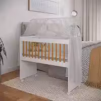 Mini Berço Infantil Com Rodinhas Colchão Impermeável Criança Certificado Inmetro (Branco/Freijó)