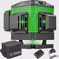 Nível Laser 12 Linhas Verde 360° Profissional Recarregável