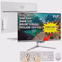 Computador Completo All In One Intel Core i5 21,5' Full HD 16GB SSD 128GB 4 Núcleos Super Turbo Hdmi Teclado e Mouse Strong Tech