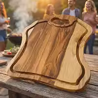 Tabua Churrasco 45x40cm Cortar Carne Madeira Rustica Teca Grande