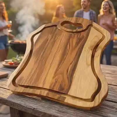 Tabua Churrasco 45x40cm Cortar Carne Madeira Rustica Teca Grande