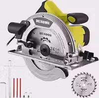 DESOON Serra Circular Elétrica Profissional 1600W, Corte 65mm, Base de Aço com Disco 185mm (7-1/4') 24T e Guia Paralela