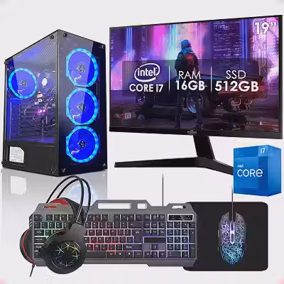 PC Gamer Completo Intel Core i7 16GB SSD 512GB Monitor 19' Kit Gamer Fonte 400W Strong Tech
