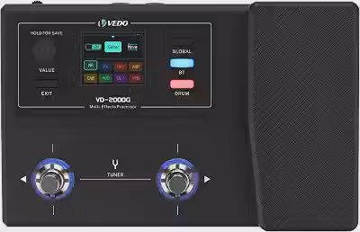VEDO Pedal Processador Multiefeitos para Guitarra e Baixo, Pedal de Expressão Multilíngue VD-200G, Compatível com Operação por Aplicativo
