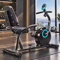 Bicicleta Ergométrica Horizontal Magnética com Encosto Estrutura em Aço Suporta 120kg Silenciosa Monitor LCD Treino de Baixo Impacto para Reabilitação e Condicionamento Físico