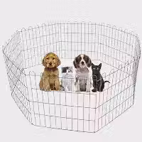 Cercadinho Pet Dobrável para Cachorros de Pequeno Porte - Cercado Móvel com 8 Módulos de Telas de 60 cm de Altura - Prateado
