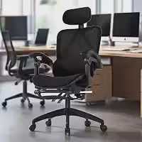 Cadeira de escritório ergonômica NR-17 testada, reclinável até 145° com apoio para os pés, almofada de ar, cabide e apoio de cabeça ajustável – Gamer e home office (Preto)