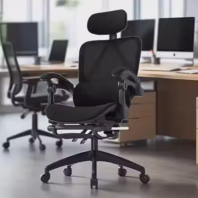 Cadeira de escritório ergonômica NR-17 testada, reclinável até 145° com apoio para os pés, almofada de ar, cabide e apoio de cabeça ajustável – Gamer e home office (Preto)