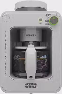 Cafeteira Elétrica com Moedor de Grãos Mallory Star Wars Jedi Brew - 600W, 4 Xícaras 600mL, Moedor Integrado, Seletor de 1 a 4 Xícaras, Jarra de Vidro Termossensível - 220V (Edição Limitada Numerada)
