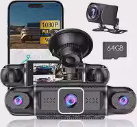 Câmera Veicular 360°, Acompanha Cartão de Memória de 64 Gb, Gravação Dupla Frontal e Traseira, Grava Vídeos em Full HD 1080p e Possui Sensor de Gravidade e Função de Visão Noturna