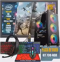 PC Gamer Completo Intel Core i5 4ª Geração, Opções 8GB/16GB RAM, SSD 120GB/240GB/480GB/ 1TB, Placa de Video GT 730 4GB, Windows 11, Monitor LED 19,Teclado e Mouse Gamer, HeadSet (GB, 8, GB, 120)