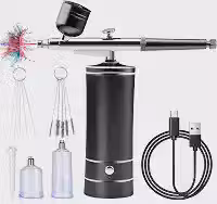 Daakro Conjunto de aerógrafo sem fio - Kit de aerógrafo portátil recarregável com compressor, conjuntos de pistolas de escova de ar portáteis automáticas para maquiagem, arte de unhas, decoração de