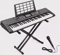 VEDO Kit Digital Elétrico, 61 Teclas Semipesadas Luzes Acesas, 256 Tons, 256 Ritmos, 50 Músicas, 32 Vozes Polifonia, 3 Funções Ensino, Acordes, Sustain, Vibrato, Splits, Transposição, Multifuncional