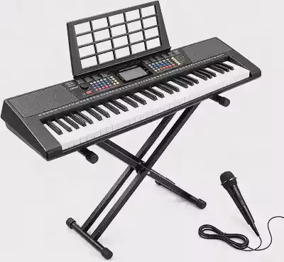 VEDO Kit Digital Elétrico, 61 Teclas Semipesadas Luzes Acesas, 256 Tons, 256 Ritmos, 50 Músicas, 32 Vozes Polifonia, 3 Funções Ensino, Acordes, Sustain, Vibrato, Splits, Transposição, Multifuncional
