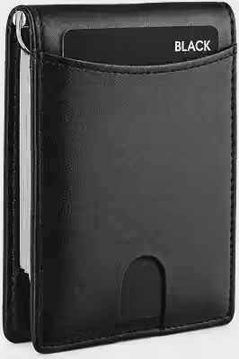 Carteira Slim Masculina RFID Couro Sintético Porta Cartões Minimalista Ultrafina com Clip Metálico