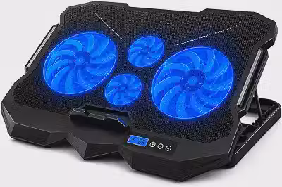 Suporte para Notebook Base Ergonômica Silencioso LED Azul 5 Níveis de Altura Refrigerada com 4 Coolers Potentes e LCD Velocidade Premium.