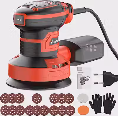 Victool Lixadeira Orbital Roto Orbital Elétrica 300W 5 Polegadas 125mm, 6 Velocidades 5000-12000RPM, Máquina de Polimento e Lixamento com Coletor de Pó, Disco de Lixa Autoadesivo e Acessórios BR