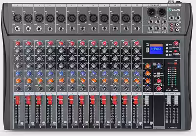 VDA212L Mesa de som 12 canals, Small Stage Bluetooth USB MP3, entrada 48V Phantom Power DJ Audio Network Karaoke Mobile Live High Power Mixer Professional 12 Channel Studio Audio Mixer 110V/220V