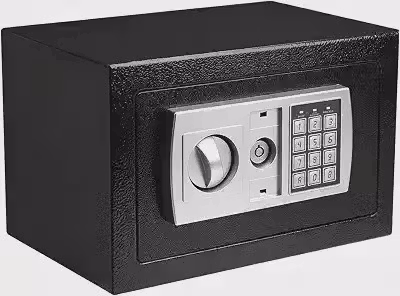 Cofre Eletrônico Digital à Prova de Fogo com Senha e Chave, em Aço Reforçado com Pintura Antiferrugem, 31x20x20cm, Ideal para Dinheiro, Joias e Documentos
