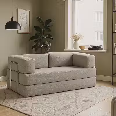 Sofá-cama Flowin Boucle - Cinza