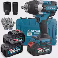 Chave de Impacto sem Escova 21V, 700Nm, 0-1800 RPM, 2 Baterias de Lítio 4.0Ah e Carregador, para Aperto de Porcas e Parafusos, Manutenção Automotiva e Construção (21V)