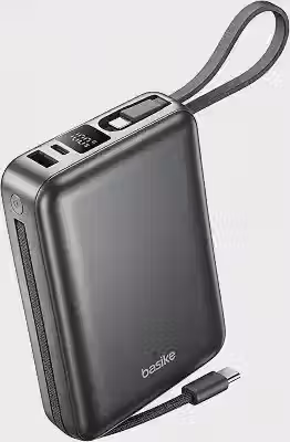 Basike Carregador Portátil, Power Bank 20000mAh com Cabos Integrados(Cinza)