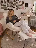 Poltrona Reclinável Easy Cozy: Cadeira reclinável, planadora e de balanço com design ergonômico. Conforto e estilo ideais para relaxar em casa, sala ou quarto. Durabilidade garantidas (Off White)
