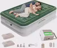 Joyfox Série Forest Colchão Inflável Casal com Bomba Elétrica Interna 110V/220V, Cama de Ar Premium 200x154x43cm, Verde e Branco