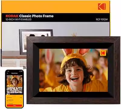 KODAK - Moldura digital WiFi de 10,1 polegadas com armazenamento de 32 GB, moldura eletrônica digital inteligente com tela sensível ao toque de 1280 x 800 IPS, rotação automática, compartilhamento