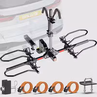 WELLUCK Suporte de bicicleta para carro, engate de 2 Ebike de 90 kg com pneu de até 12,7 cm, suporte de engate dobrável para caminhões RV SUV - Receptor de engate de 5 cm