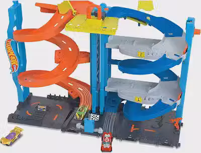 Kit Pista Hot Wheels Torre de Corridas Mattel. Pista Vertical com 2 níveis, lançadores duplos e garagem para estacionamento. para crianças a partir de 4 anos.