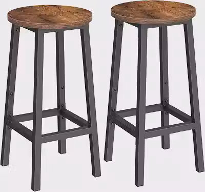 VASAGLE Conjunto de 2 Banquetas, Cadeiras para Cozinha, Banquetas com Estrutura de Metal e Apoio para os Pés, Fácil de Montar, Marrom Rústico e Preto BRLBC032B01