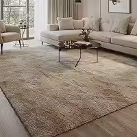 Tapete Peludo Felpudo 2,00 x 1,50m Antiderrapante para Sala Quarto Sofá Decoração Confortável Macio Shaggy Bege Moderno Tecido Aconchegante (Bege)