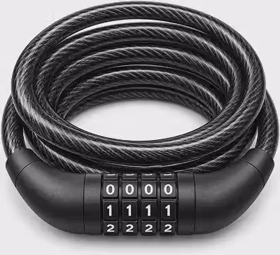 Cadeado para Bicicleta com Senha de 4 Dígitos, Cabo de Aço 100 cm x 8 mm, Trava Antifurto Flexível Revestida em PVC para Bike, Moto, Scooter e Capacete