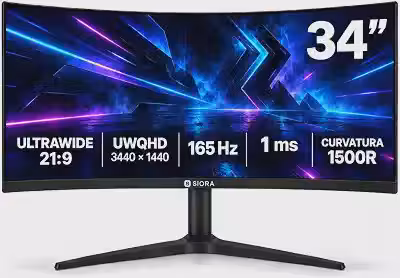 Monitor Curvo 34 Polegadas 165Hz 1ms VA UltraWide QHD 2K