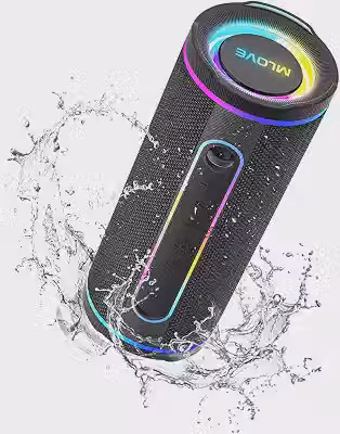 MLOVE E80 Caixas de Som Portáteis Bluetooth, à prova d'água, com luz LED RGB, Estéreo sem Fio, Bluetooth 5.4, 30W Reforço de Graves, Suporte Micro SD, AUX-in, Carregamento via Type-C, Preto