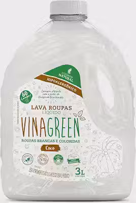 Vinagreen Lava Roupas Líquido 3L Sabão de Coco