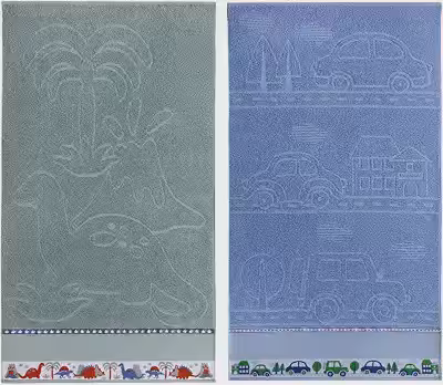 Kit 2 Toalhas Banho Infantil Criança Algodão Jacquard Menino Menina 1,20m X 0,70m (Menino)