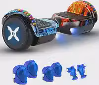 Hoverboard Adulto e Infantil com 350W, Overboard com Bluetooth e Luzes LED (Azul)