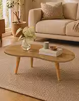 Mesa de Centro Orgânica, MDF com Pés de Madeira Maciça, Design Moderno, 72,5 x 40 x 26,5 cm (Freijó)