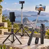 Tripé para Celular 1,70m 3 em 1 com Controle Remoto Bastão de Selfie 360°