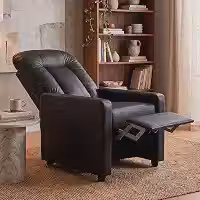 Poltrona Do Papai Reclinável Corino Preto Confortavel Descanso Leitura