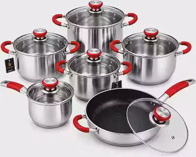 Jogo Panelas Inox 12 Peças Indução Fundo Triplo Com Frigideira Cerâmica Pegadores Silicone Kit Completo