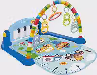 Wakaii Tapete Ginásio Musical Interativo Infantil - Automóveis com Teclado Musical, 4 Mobiles de Coruja, Espelho e Arco Acolchoado para Bebês de 0 a 36 Meses