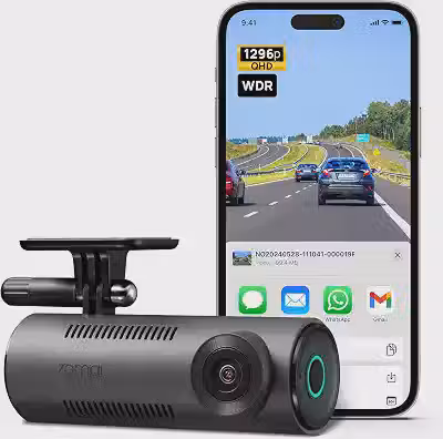 70mai Dash Cam M310, 1296P QHD, câmera inteligente WiFi integrada para carros, FOV grande angular de 130°, WDR, visão noturna, aplicativo móvel iOS/Android, gravação em loop, monitor de
