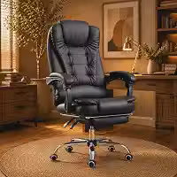 Cadeira de Escritório Ergonômica Presidente com Apoio de Pés Preta