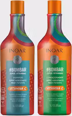 Inoar, Kit #Bombar Super Vitaminas – Shampoo e Condicionador Para Crescimento Acelerado, Fortalecimento Capilar, Redução da Queda e Brilho Intenso, 2x1L
