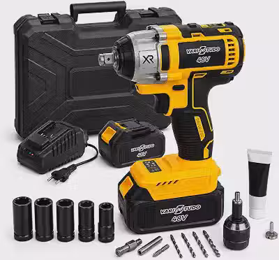 Chave de Impacto 48V Sem Fio Brushless 2 Baterias 4Ah Soquetes e Maleta